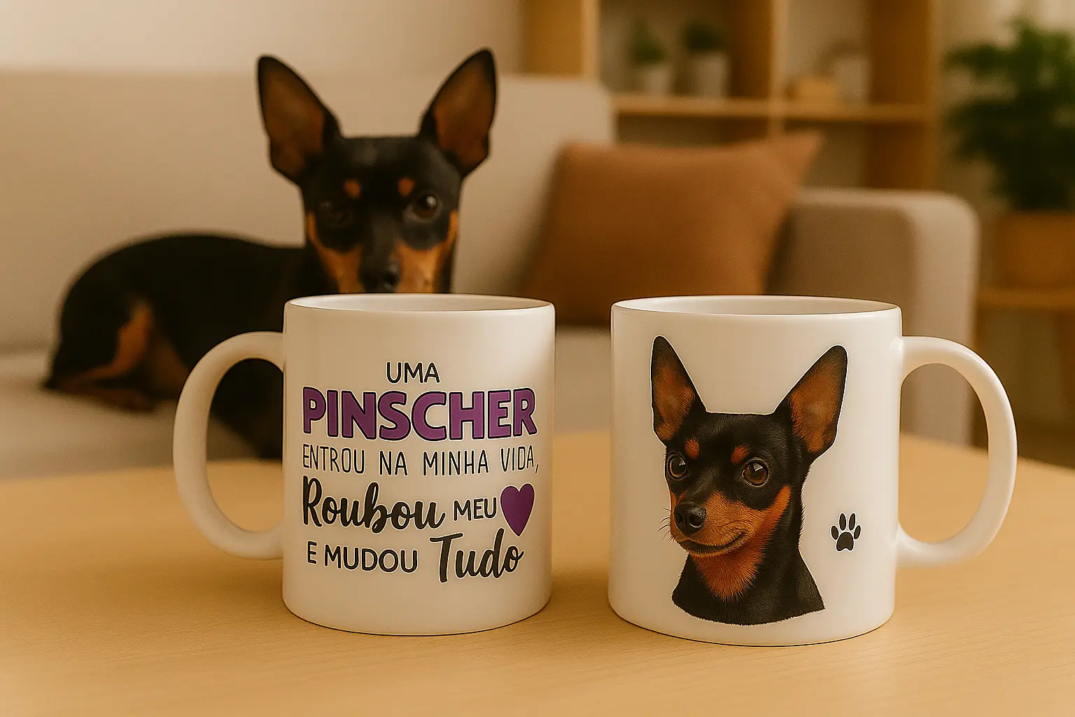 Arte IA - Caneca Personalizada Pinscher